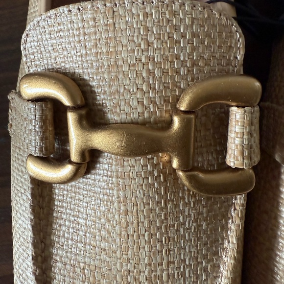 NWT Time and Tru Women's Faux Raffia Slip On Gold Buckle Loafers Flats Size 10 - Picture 7 of 7